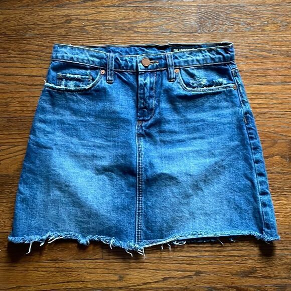 Blank NYC Way Back When Raw Hem Distressed Jean Mini Skirt - Picture 1 of 6
